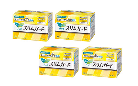 ロリエスリムガード　多い昼～ふつうの日用 羽なし　32枚入り×4個セット ｜ ロリエ 生理用品 ナプキン
