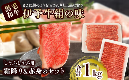 【霜降りと赤身】伊予牛絹の味_しゃぶしゃぶ用1㎏（ロース500g、もも500g）(冷凍)｜黒毛和牛 A4～A5