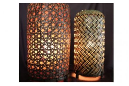 地元の竹・和紙・柿渋を使ったランプシェード｜ 竹製ランプシェード 受注生産