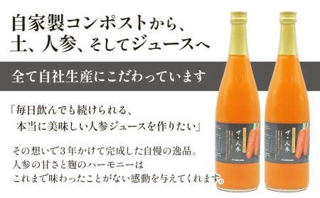 自家製無農薬栽培にんじん100％使用「人参ジュース　ザ・人参」720ml×2本