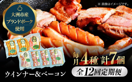 ベーコン【全12回定期便】ウィンナーセット（大） ベーコン[AGAZ024]