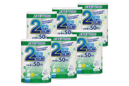 【2025年1月配送】エルモア ピコ 2倍巻き トイレットロール 12R （ダブル・50m）×6パック 72ロール