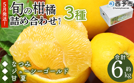 ＜5月発送！旬の柑橘 詰め合わせセット 3種×各2kg＞ 果物 フルーツ みかん ミカン 蜜柑 柑橘 オレンジ ブラッドオレンジ なつみ はるか ネーブル ポンカン 甘夏 特産品 宇都宮物産 愛媛県 西予市【常温】『5月に順次出荷予定』UUB0064