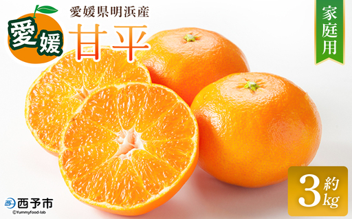 ＜甘平 家庭用 約3kg＞ ご家庭用 かんぺい 高級 柑橘 ブランド みかん 蜜柑 訳あり 果物 くだもの フルーツ ミカン 愛媛 国産 ジューシー 明浜 特産品 笑丸 愛媛県 西予市【常温】『2026年2月上旬より順次出荷予定』AAN0077