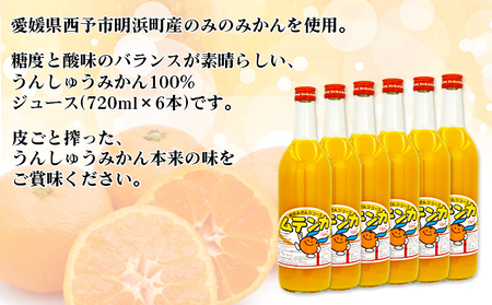 ＜明浜みかんジュース ムテンカ 720ml×6本入り E-6＞ 温州みかん みかん ミカン 蜜柑 柑橘 おれんじ オレンジジュース ストレート 飲料 特産品 贈答用 ギフト プレゼント あけはまシーサイドサンパーク 愛媛県 西予市 【常温】『最短10営業日以内に発送』 AAS0005
