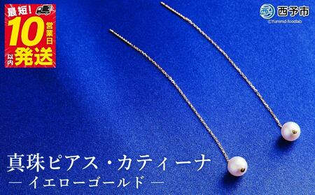 保証書付＜真珠ピアス・カティーナ（イエローゴールド）＞ 7.0～7.5mm 純国産 ぴあす パール アクセサリー フォーマル ファッション シンプル レディース 女性 誕生日 記念日 成人祝い 佐藤真珠 愛媛県 西予市 【常温】『最短10営業日以内に順次発送予定』ASS0023