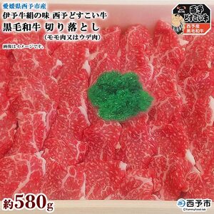 愛媛県西予市産 伊予牛絹の味西予どすこい牛 黒毛和牛切り落とし（モモ肉又はウデ肉）580g NAN0003