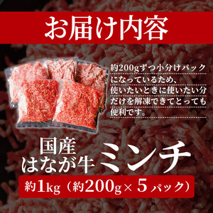 はなが牛 ミンチ 1kg （200gｘ5p） UYB0005