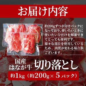 はなが牛 切り落とし 1kg (200gx5p) UYB0004