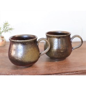 備前焼 コーヒーカップ(中)2個セット c2-003【1263749】