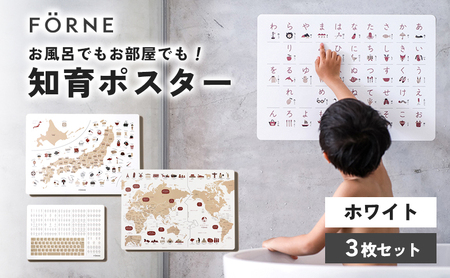 知育ポスター3枚セット（ホワイト）（日本地図・世界地図・ローマ字）【幼稚園 小学生 オシャレ 学習用 防水加工 知育 情操教育 おしゃれ 子供 シンプル ギフト お祝い 入園 入学】