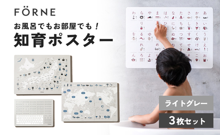 知育ポスター3枚セット（ライトグレー）（日本地図・世界地図・ローマ字）【幼稚園 小学生 オシャレ 学習用 防水加工 知育 情操教育 おしゃれ 子供 シンプル ギフト お祝い 入園 入学】