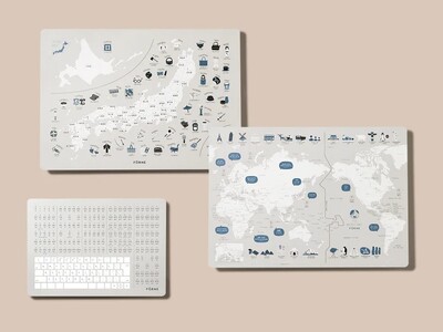 知育ポスター3枚セット（ライトグレー）（日本地図・世界地図・ローマ字）【幼稚園 小学生 オシャレ 学習用 防水加工 知育 情操教育 おしゃれ 子供 シンプル ギフト お祝い 入園 入学】