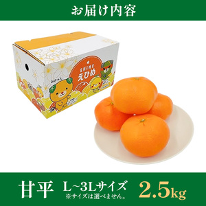 甘平 L～3Lサイズ　2.5kg　みきゃん箱入【フジ・アグリフーズ かんぺい はじける食感 濃厚果汁 旬にお届け みかん 柑橘 人気 数量限定 先行予約 愛媛県 フルーツ 果物 甘い】