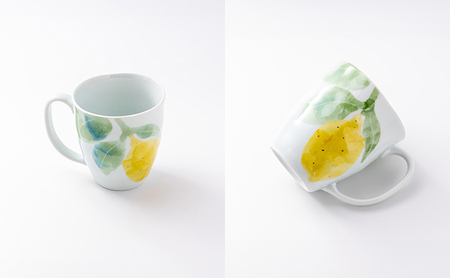 砥部焼 東窯 マグカップ 1点 レモン 食器 民芸品 伝統工芸 鮮やか 焼き物 華やか 食卓 磁器 陶器 白磁 おしゃれ お茶 紅茶 コーヒー コップ 
