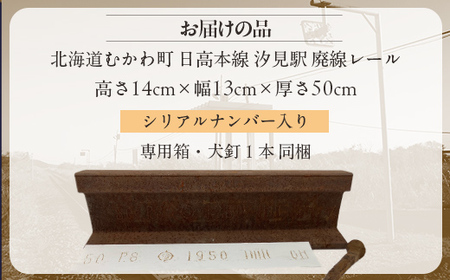 日高本線廃線レール 長さ50cm(数量限定)(シリアルナンバー入り)【 ふるさと納税 人気 おすすめ ランキング 廃線 レール 汐見 置物 限定 北海道 むかわ町 送料無料 】 MKWG034