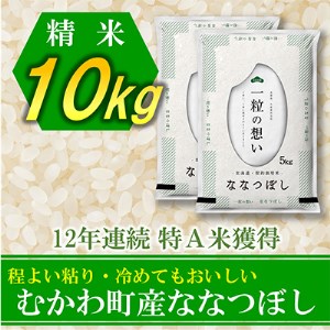 【令和4年産新米】12年連続特A受賞米!北海道むかわ町産ななつぼし 精米10kg【1339663】