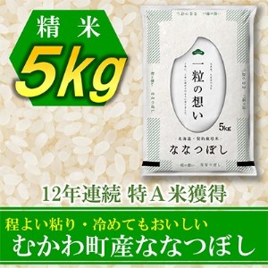 2022年12月発送開始『定期便』12年連続特A受賞米!北海道むかわ町産ななつぼし精米5kg全12回【5103206】