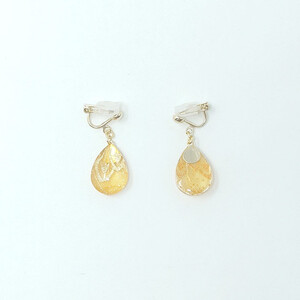 IKAZAKI WASHI JEWERLY しずくイヤリング「オレンジ」レース柄