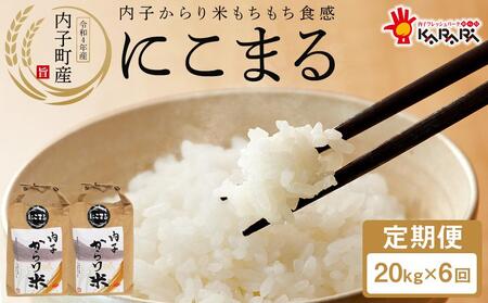内子からり米 令和4年産にこまる 定期便（（精米10kg×2袋）×6ヶ月分
