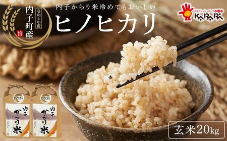 内子からり米　令和7年産ヒノヒカリ（玄米10kg×2袋）【北海道・沖縄配送不可】