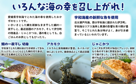 【産地直送】今夜のおかずBセット 鯛の一夜干し 切身（2尾）、アカモク（200g）、じゃこかつ（3枚入り×2）  IKTO001