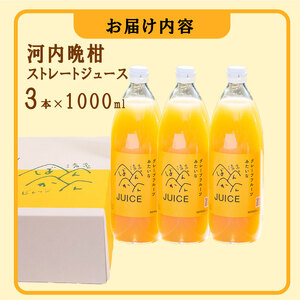 河内晩柑ストレートジュース 3本×1000ml 100% 河内晩柑 愛南ゴールド ジュース 清家ばんかんビレッジ