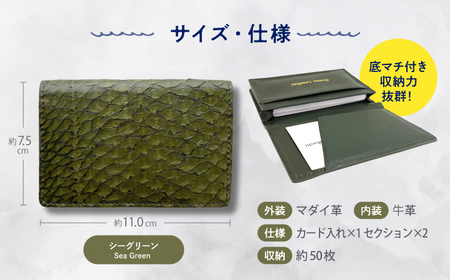 【Sea Green】Ocean Leather 名刺入れ〈マダイ〉Lサイズ【興洋フリーズ株式会社】 [ATBX066-03]