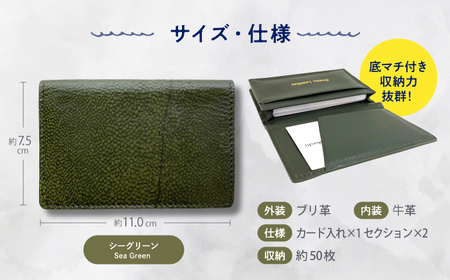 【Sea Green】Ocean Leather 名刺入れ〈ブリ〉Lサイズ【興洋フリーズ株式会社】 [ATBX067-04]