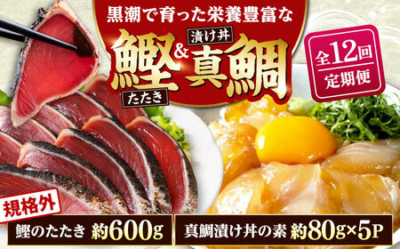 【12回定期便】規格外カツオたたき 約600g＋真鯛漬け丼の素 約80g×5パック 【興洋フリーズ株式会社】[ATBX121]