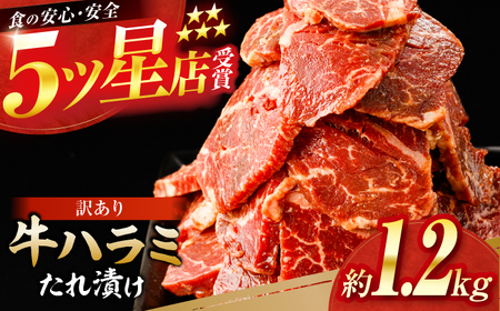 牛ハラミ　たれ漬け 約200g×6 総計約1.2kg / 訳あり 数量限定 小分け 柔らかい！！ 【(有)山重食肉】[ATAP146]