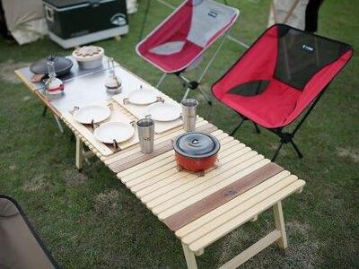 ひのきの２つ折りキャンプテーブル KUROSON370-F