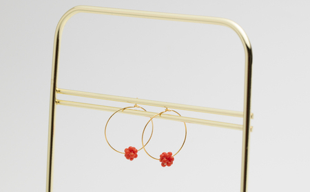 珊瑚のフープピアスボール 【有限会社米沢サンゴ店】 [ATCX025]