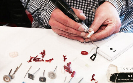 血赤サンゴ枝のイヤリング