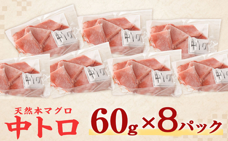 まぐろ 中トロ 刺身 【ちょこっとパック】480g(60g×8パック) 中トロ切落し 天然まぐろ 本まぐろ 刺身 海鮮 魚介 魚 マグロ 高知県 簡単 惣菜 訳あり まぐろ