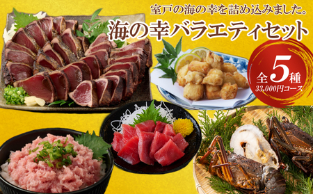 室戸の海の幸バラエティセット 5種詰め合わせ 33,000円コース まぐろ マグロ カツオ かつおたたき 伊勢海老 伊勢えび  ネギトロ 福袋 セット 正月 高知 室戸