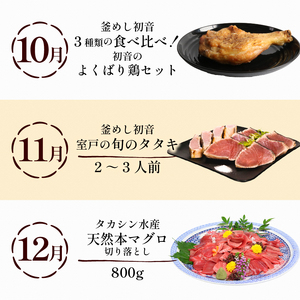 【定期便 12回】室戸まるごと定期便 かつお ネギトロ マグロ ぽんかん zza2025