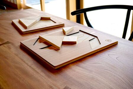 おもちゃ ヒノキのタングラム +パズル土台全種セット｜木のおもちゃ