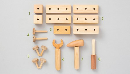 木のおもちゃ ちいさな大工道具セット 知育 プレゼント ギフト 受注生産品 山のくじら舎 受注生産品 名入れ可能【おもちゃ知育玩具/木製玩具】