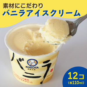 【久保田食品】バニラアイスクリーム110ml 12個 | 人気 大容量 有名 アイスセット 詰め合わせ スイーツ ジェラート 高知県 南国市