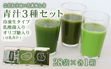 【冷凍】【生】青汁3種セット 各青汁1箱(100g×28袋) 遠藤青汁 豆乳青汁 りんご青汁