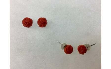 Jyo-mon縄文　ピアス／血桃珊瑚