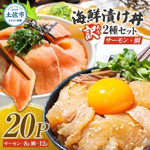 訳あり 海鮮漬け丼 タイ12P・サーモン8Pセット 1袋60g
