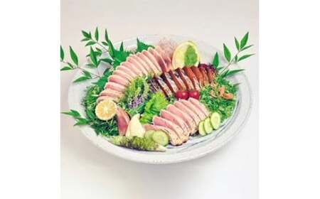 土佐のおきゃくセット 禄 藁焼き鰹タタキ1節 びん長鮪タタキ2節 合わせて780g 