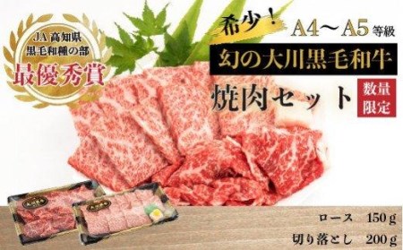 肉 牛肉 国産 黒毛 和牛 ロース 150g 切り落とし 200g 焼肉 希少 幻の大川黒毛和牛 高知県 須崎市