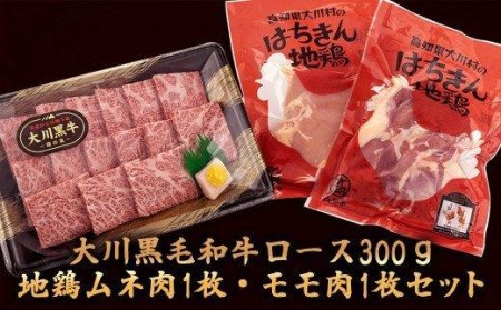 肉 牛肉 国産 黒毛 和牛 ロース 300g 鶏肉 もも むね お得 パック 詰め合わせ 土佐はちきん地鶏 希少 幻の大川黒毛和牛 ブランド鶏 土佐はちきん地鶏 高知県 須崎市