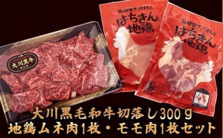 肉 牛肉 国産 黒毛 和牛 切り落とし 300g 鶏肉 もも むね お得 パック 詰め合わせ 土佐はちきん地鶏 希少 幻の大川黒毛和牛 ブランド鶏 土佐はちきん地鶏 高知県 須崎市