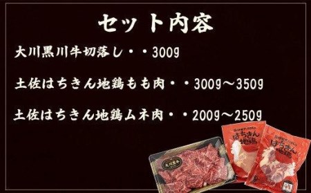 肉 牛肉 国産 黒毛 和牛 切り落とし 300g 鶏肉 もも むね お得 パック 詰め合わせ 土佐はちきん地鶏 希少 幻の大川黒毛和牛 ブランド鶏 土佐はちきん地鶏 高知県 須崎市