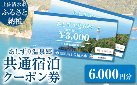 あしずり温泉郷 共通宿泊クーポン券 6,000円分 【R01314】