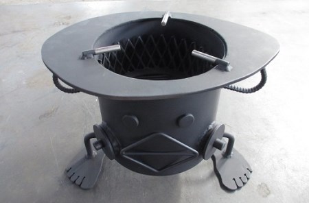 鋼板製ロボット型七輪「しち衛門」アウトドア BBQ レジャー 卓上